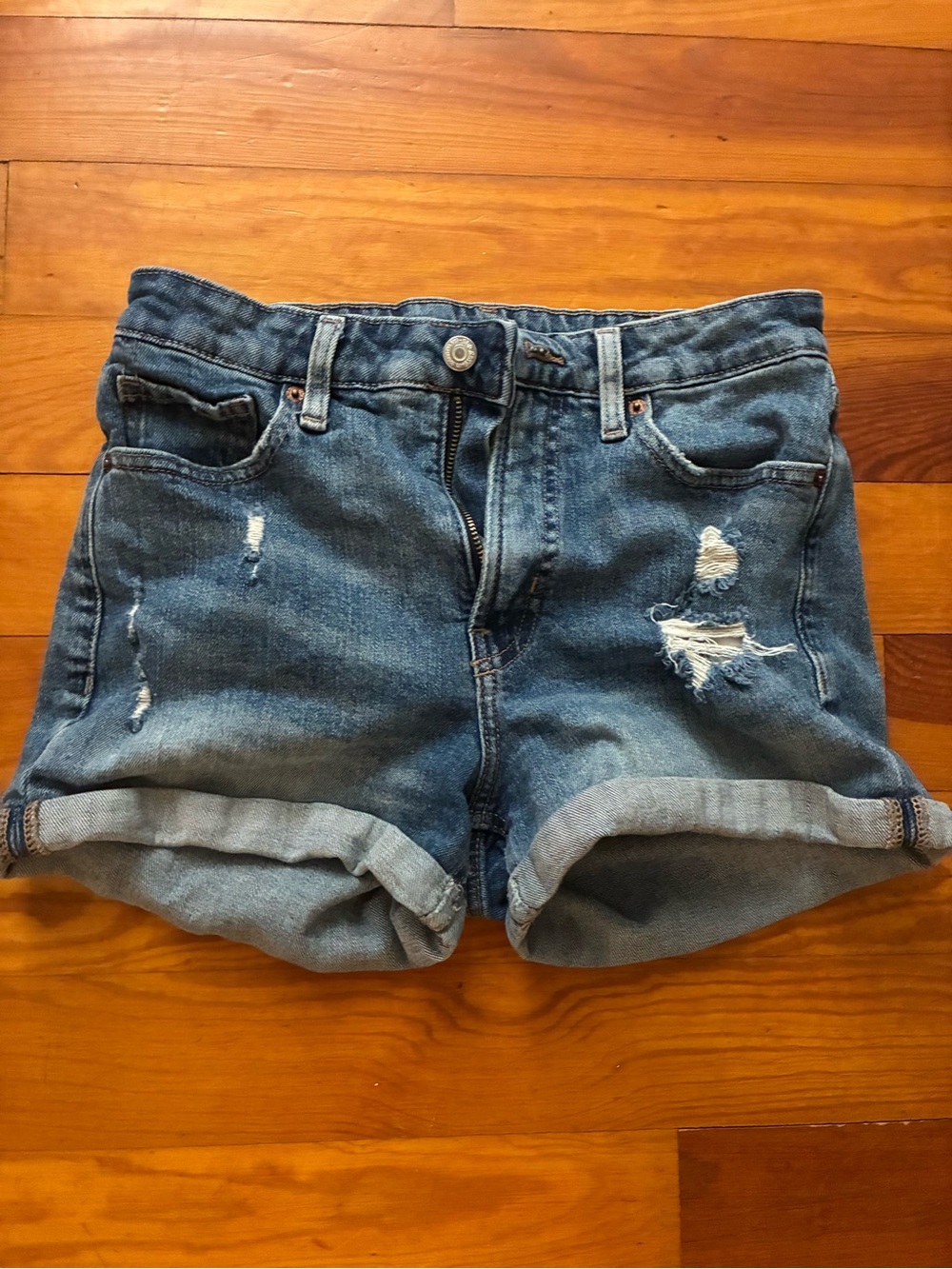 Old Navy Distressed Blue Denim Cuffed Women's Shorts